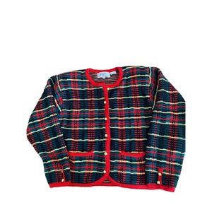 Vintage Red and Black Plaid Cardigan